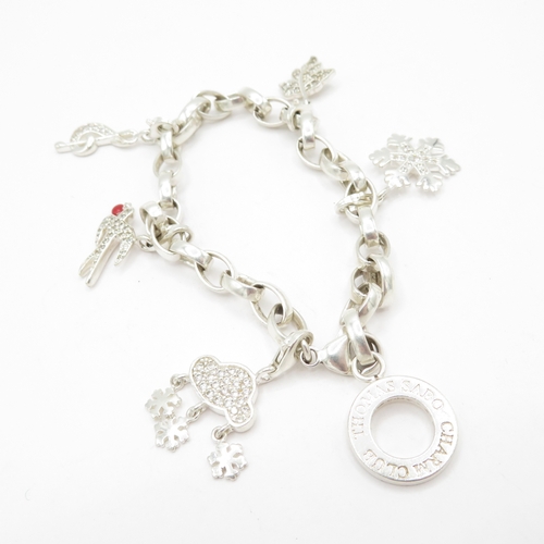 221 - 3 x Sterling Silver Thomas Sabo Bracelets inc Skull, Fish and Snowflake - 79.6g