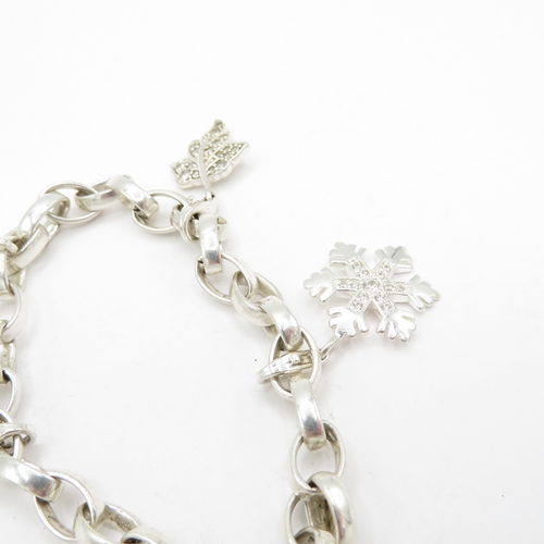 221 - 3 x Sterling Silver Thomas Sabo Bracelets inc Skull, Fish and Snowflake - 79.6g