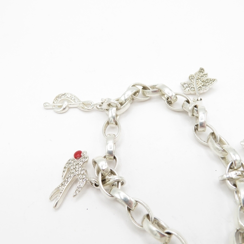 221 - 3 x Sterling Silver Thomas Sabo Bracelets inc Skull, Fish and Snowflake - 79.6g