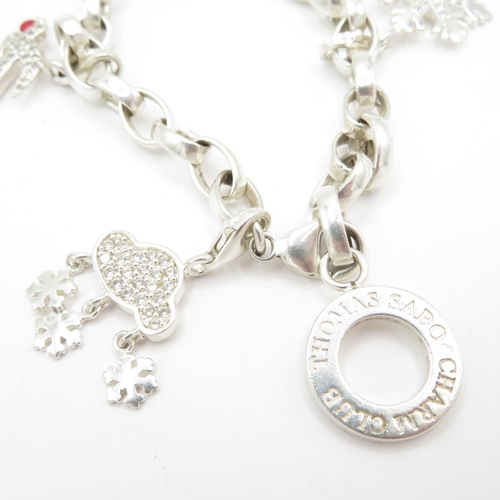 221 - 3 x Sterling Silver Thomas Sabo Bracelets inc Skull, Fish and Snowflake - 79.6g