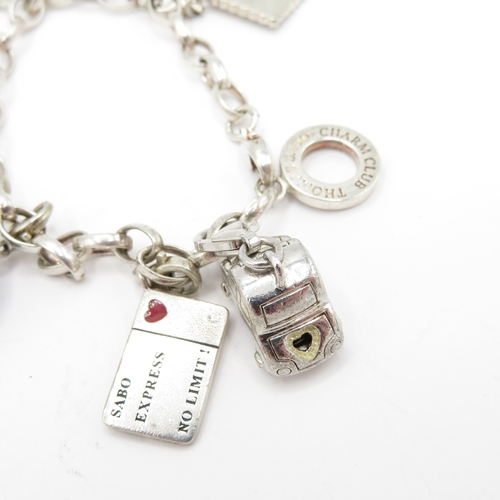 221 - 3 x Sterling Silver Thomas Sabo Bracelets inc Skull, Fish and Snowflake - 79.6g