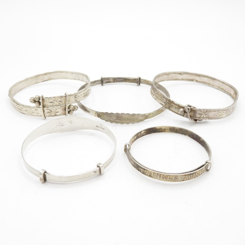 225 - Collection of Sterling Silver Christening Bangles inc Expandable - 35.7g