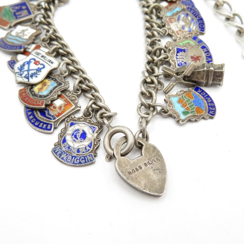 228 - 2 x Mixed Grade Silver Charm Bracelets inc Souvenir - 60g