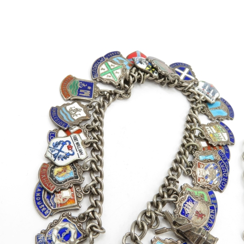 228 - 2 x Mixed Grade Silver Charm Bracelets inc Souvenir - 60g