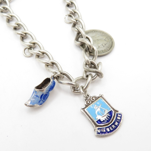 228 - 2 x Mixed Grade Silver Charm Bracelets inc Souvenir - 60g