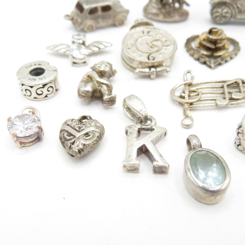 229 - Collection of Mixed Grade Silver Charms inc K, Car and Heart - 32.3g