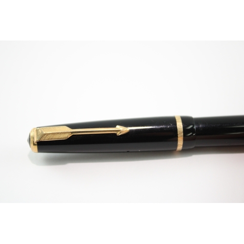 376 - Vintage Parker Duofold Senior Black Fountain Pen 14ct Gold Nib Writing