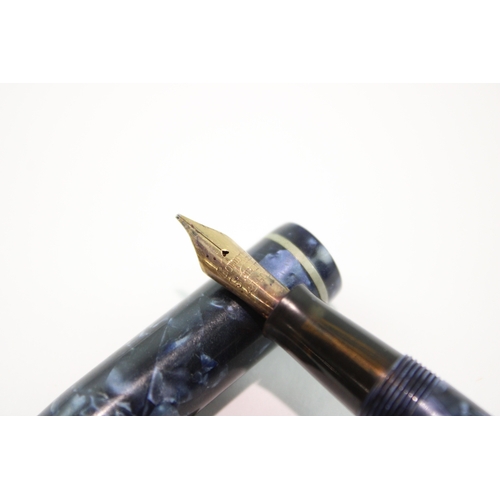 377 - Vintage Conway Stewart 75 Navy Fountain Pen 14ct Gold Nib Writing