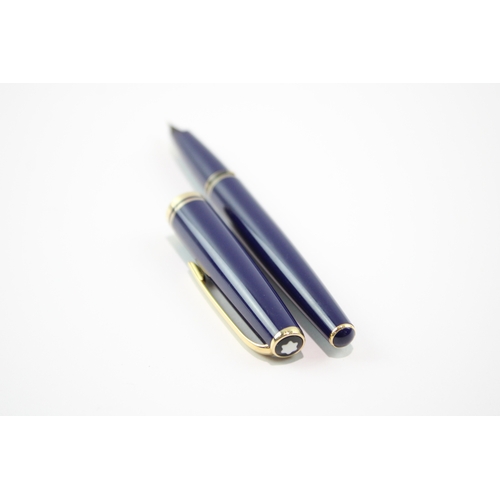 385 - Montblanc Generation Navy & Gold Plated Fountain Pen 14ct Gold Nib Writing