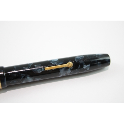 387 - Vintage Conway Stewart 58 Navy Fountain Pen 14ct Gold Nib Writing