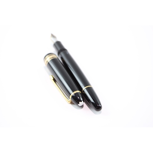 393 - Montblanc Meisterstuck Black Cased Fountain Pen 14ct Nib Writing VI1141462