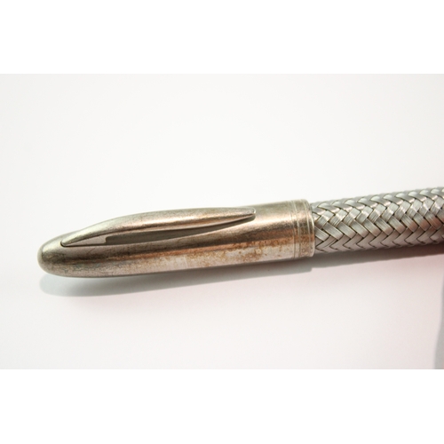 394 - Porsche Designs P'3110 TecFlex Stainless Steel Fountain Pen 18ct White Gold Nib