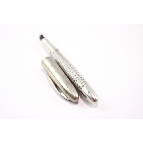 394 - Porsche Designs P'3110 TecFlex Stainless Steel Fountain Pen 18ct White Gold Nib