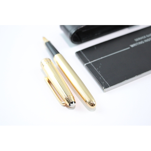 395 - Montblanc Meisterstuck Gold Plated Cased Rollerball Pen Writing - IW1666898