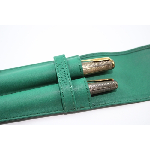 396 - Vintage Parker Sonnet .925 Silver Fountain Pen Set w/ 18ct White Gold Nib 60g