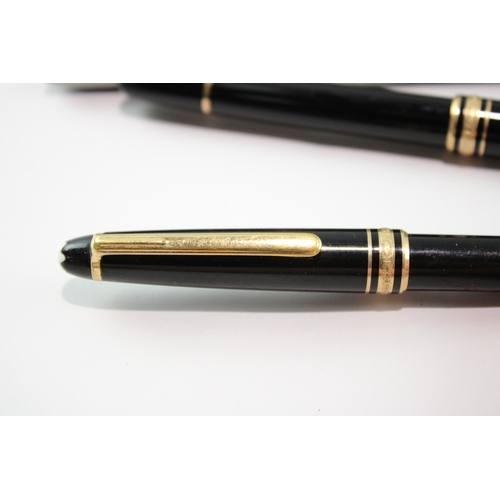 399 - Montblanc Meisterstuck Black Fountain Pen Set w/ 14ct Gold Nib, Ballpoint Etc