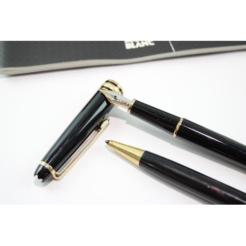 399 - Montblanc Meisterstuck Black Fountain Pen Set w/ 14ct Gold Nib, Ballpoint Etc