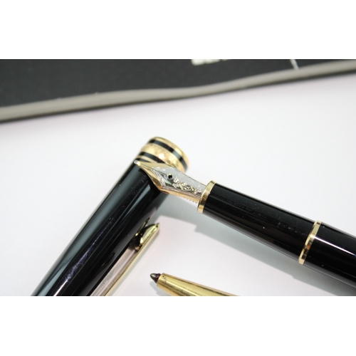 399 - Montblanc Meisterstuck Black Fountain Pen Set w/ 14ct Gold Nib, Ballpoint Etc