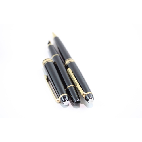 399 - Montblanc Meisterstuck Black Fountain Pen Set w/ 14ct Gold Nib, Ballpoint Etc