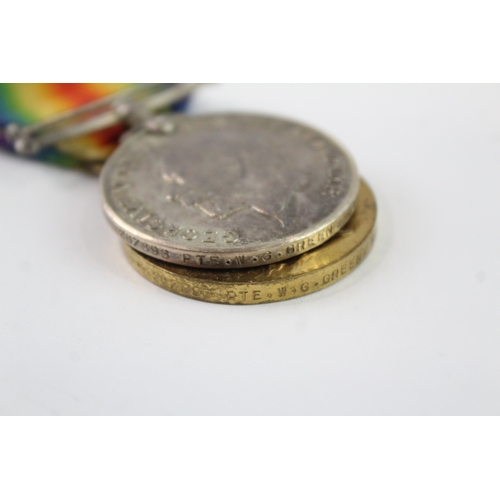 307 - WW1 Medal Pair Named To- 267896 Pte W.G Green Northumb Fus