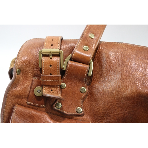 349 - Mulberry 'Roxanne' Large Brown Leather Shoulder Bag With Brass Buckle Detail