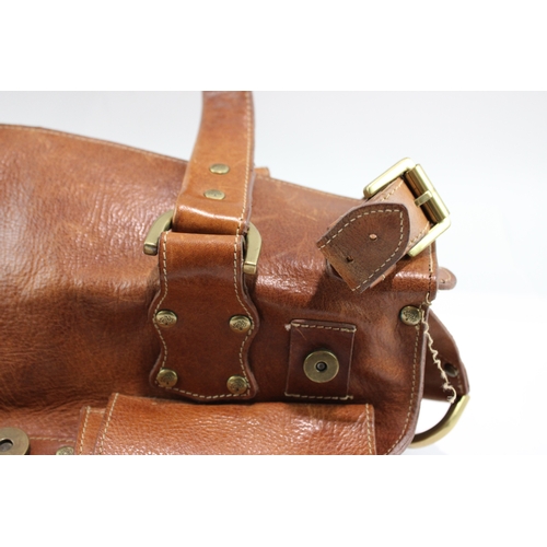 349 - Mulberry 'Roxanne' Large Brown Leather Shoulder Bag With Brass Buckle Detail