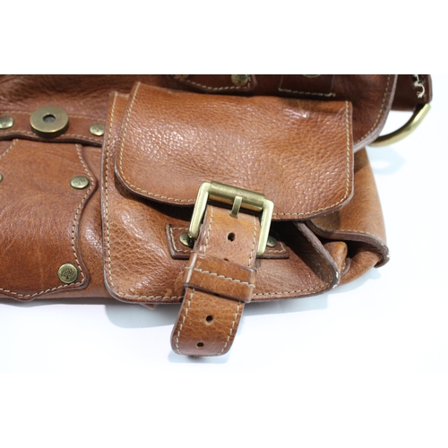 349 - Mulberry 'Roxanne' Large Brown Leather Shoulder Bag With Brass Buckle Detail