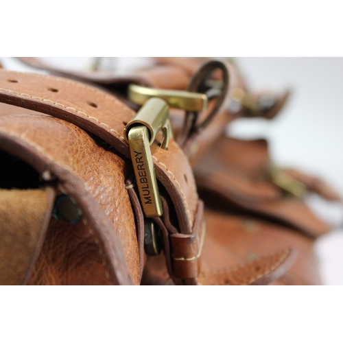 349 - Mulberry 'Roxanne' Large Brown Leather Shoulder Bag With Brass Buckle Detail