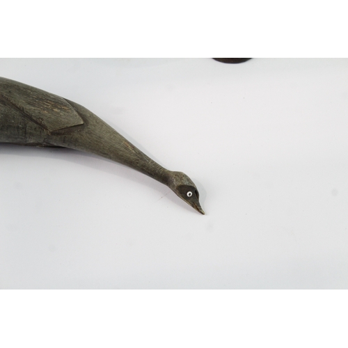 353 - Carved Bird Ornaments Wooden & Horn Collectable Pair