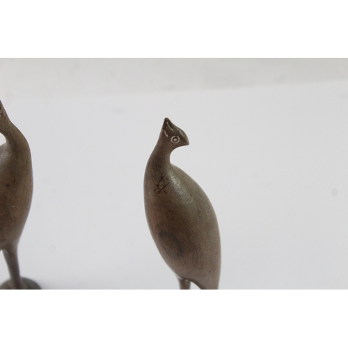 353 - Carved Bird Ornaments Wooden & Horn Collectable Pair