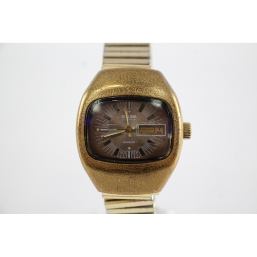 367 - Sicura Gold Tone Watch Automatic WATCH RUNS