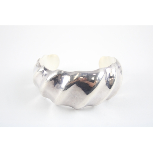 206 - Sterling Silver Modernist Torque Bangle (46g)