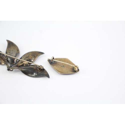 210 - Collection of Sterling Silver Scandi Brooches inc. Hjortdahl, David Andersen, Enamel, Viking x 2 (15... 