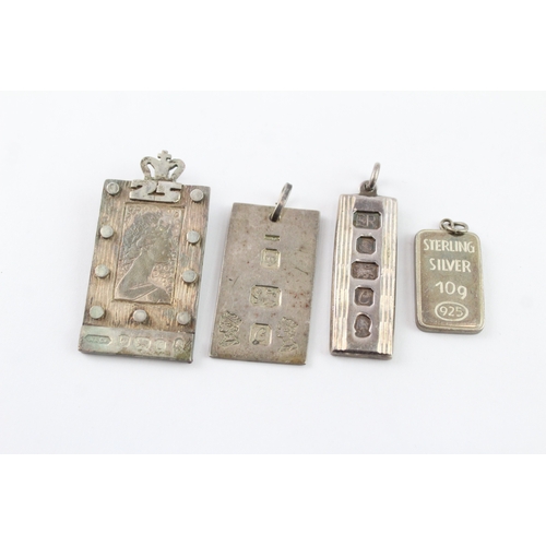 215 - Collection of Sterling Silver Ingot Pendants, inc. Silver Jewellery, Etched x 4 (55g)