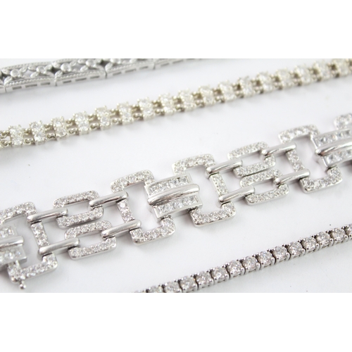 217 - Collection of Sterling Silver Tennis Bracelets, inc. Clear Gemstone, Stone Set x 5 (100g)