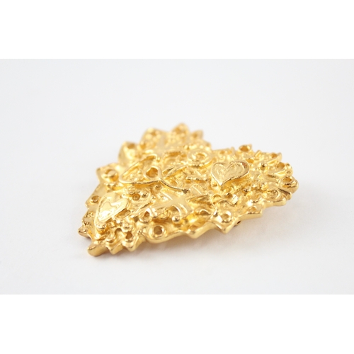225 - Christian Lacroix Gold Tone Heart Brooch (30g)