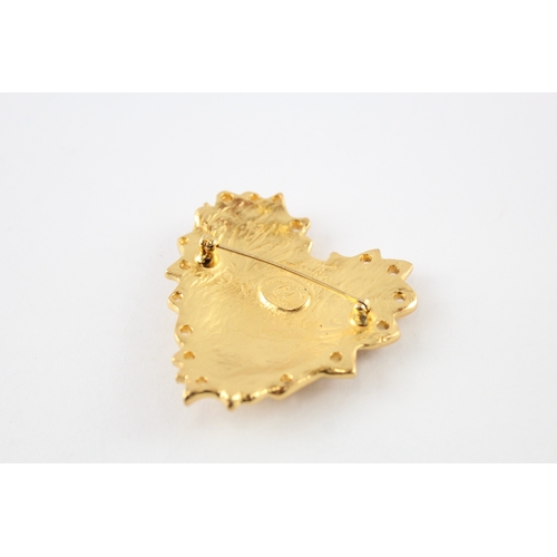 225 - Christian Lacroix Gold Tone Heart Brooch (30g)