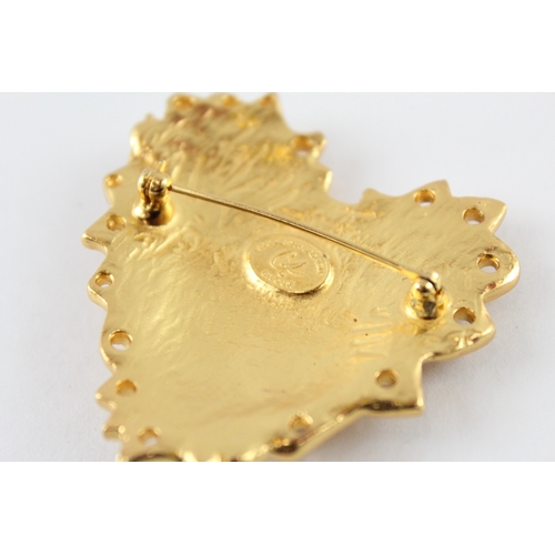 225 - Christian Lacroix Gold Tone Heart Brooch (30g)