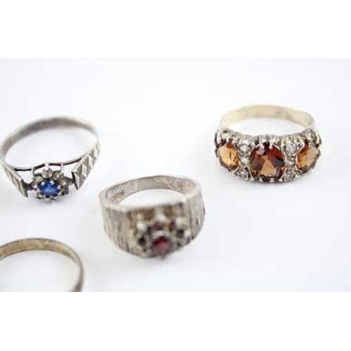 231 - Collection of Sterling Silver Rings, inc. Mid Century, Opal, Garnet x 7 (22g)
