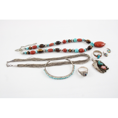 236 - Collection of Sterling Silver Native American Jewellery, inc. Carolyn Pollack x 7 (95g)