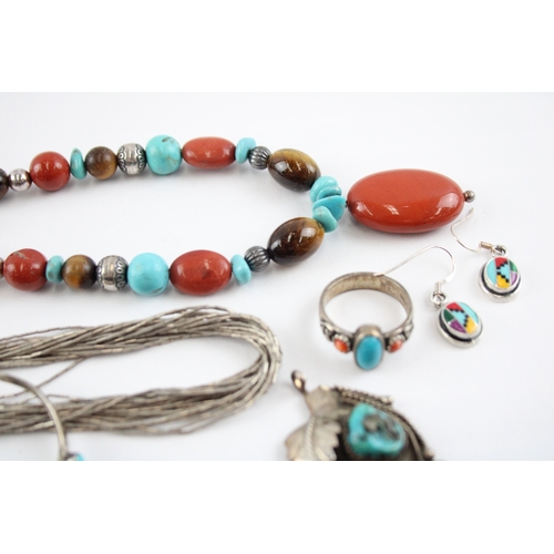 236 - Collection of Sterling Silver Native American Jewellery, inc. Carolyn Pollack x 7 (95g)