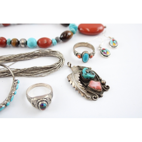 236 - Collection of Sterling Silver Native American Jewellery, inc. Carolyn Pollack x 7 (95g)