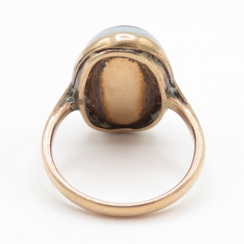 101 - Antique 9ct Gold Bulleye Agate Ring (4.1g) Size I