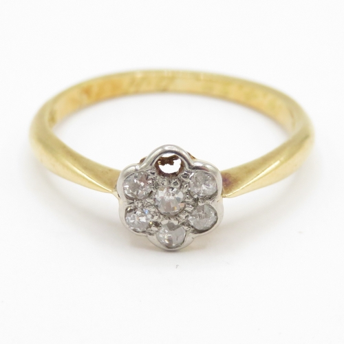 102 - Antique 18ct Gold Diamond Cluster Ring - stone missing  (1.7g) Size J