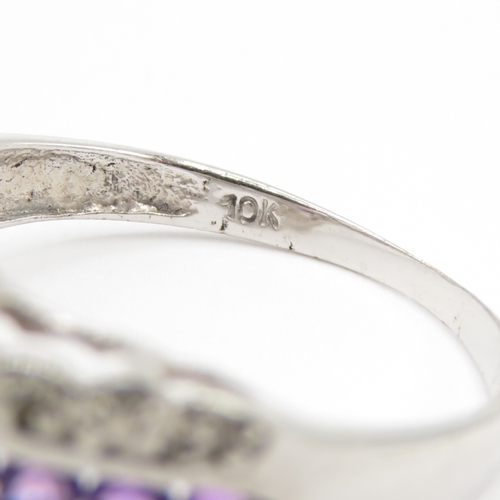 103 - 9ct White Gold Amethyst & Diamond Dress Ring  (2.1g) Size N