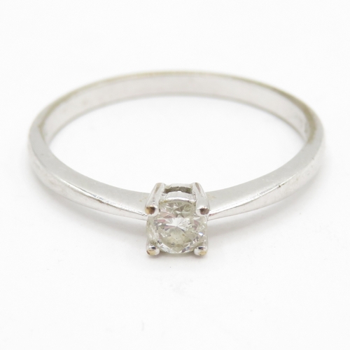 110 - 9ct White Gold Diamond Solitaire Ring, 0.25ct, Hallmarked London (1.9g) Size T 1/2