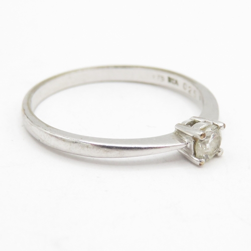110 - 9ct White Gold Diamond Solitaire Ring, 0.25ct, Hallmarked London (1.9g) Size T 1/2