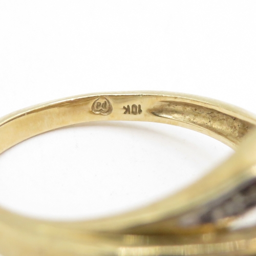 111 - 9ct Gold Amethyst & Diamond Dress Ring, Hallmarked London (3.1g) Size N