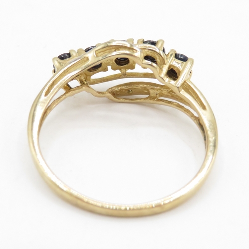 112 - 9ct Gold Sapphire & Diamond Dress Ring, Hallmarked  (2.4g) Size P