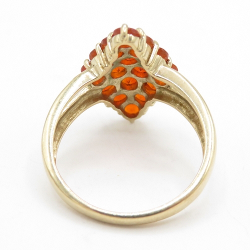 115 - 9ct Gold Fire Opal Cluster Ring, Hallmarked Birmingham (3.2g) Size N